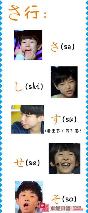 日語五十音圖表之tfboys學習卡-日語五十音圖表-蘇州日語